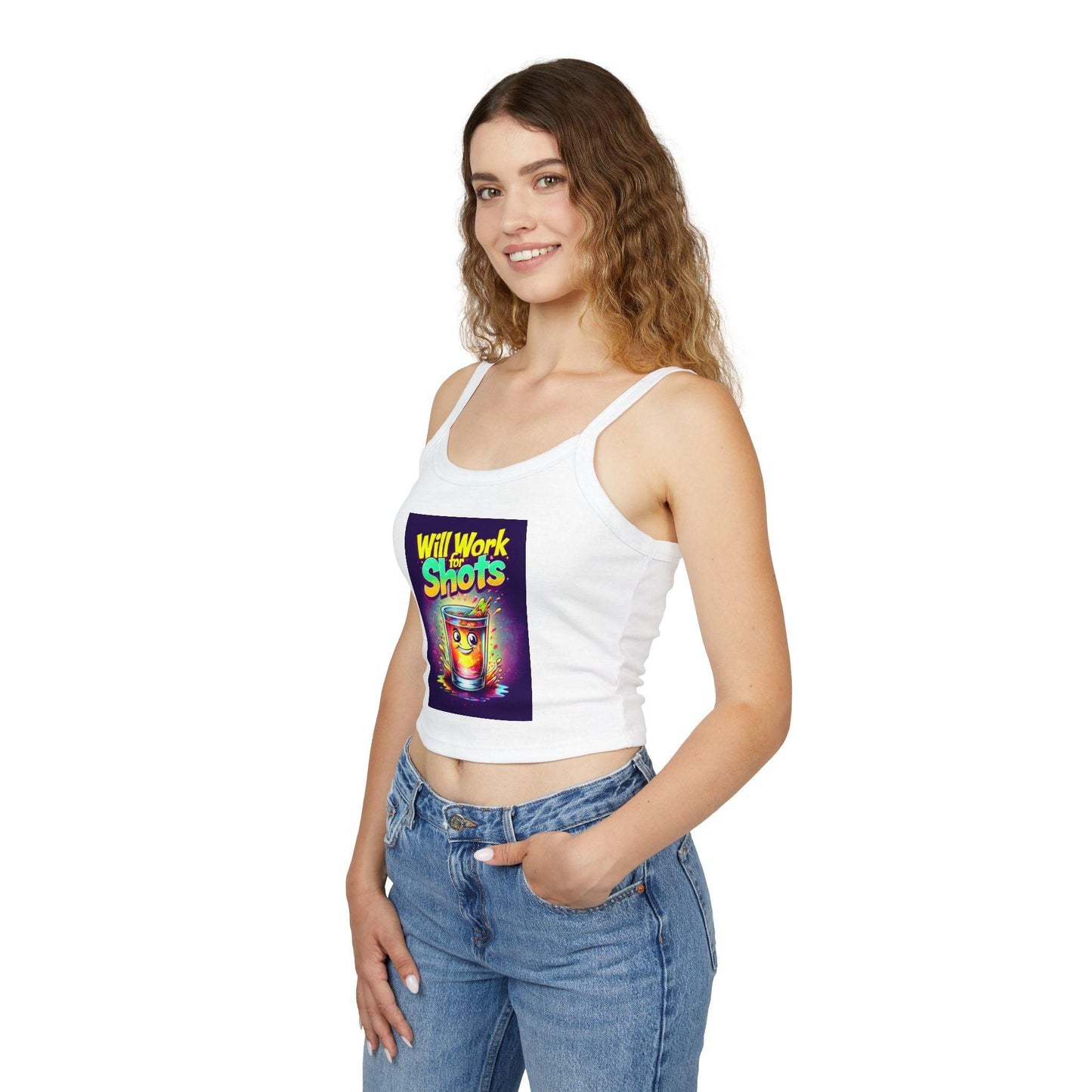 Will Work for Shots Womens Spaghetti Strap Tank Top - Country in My Heart