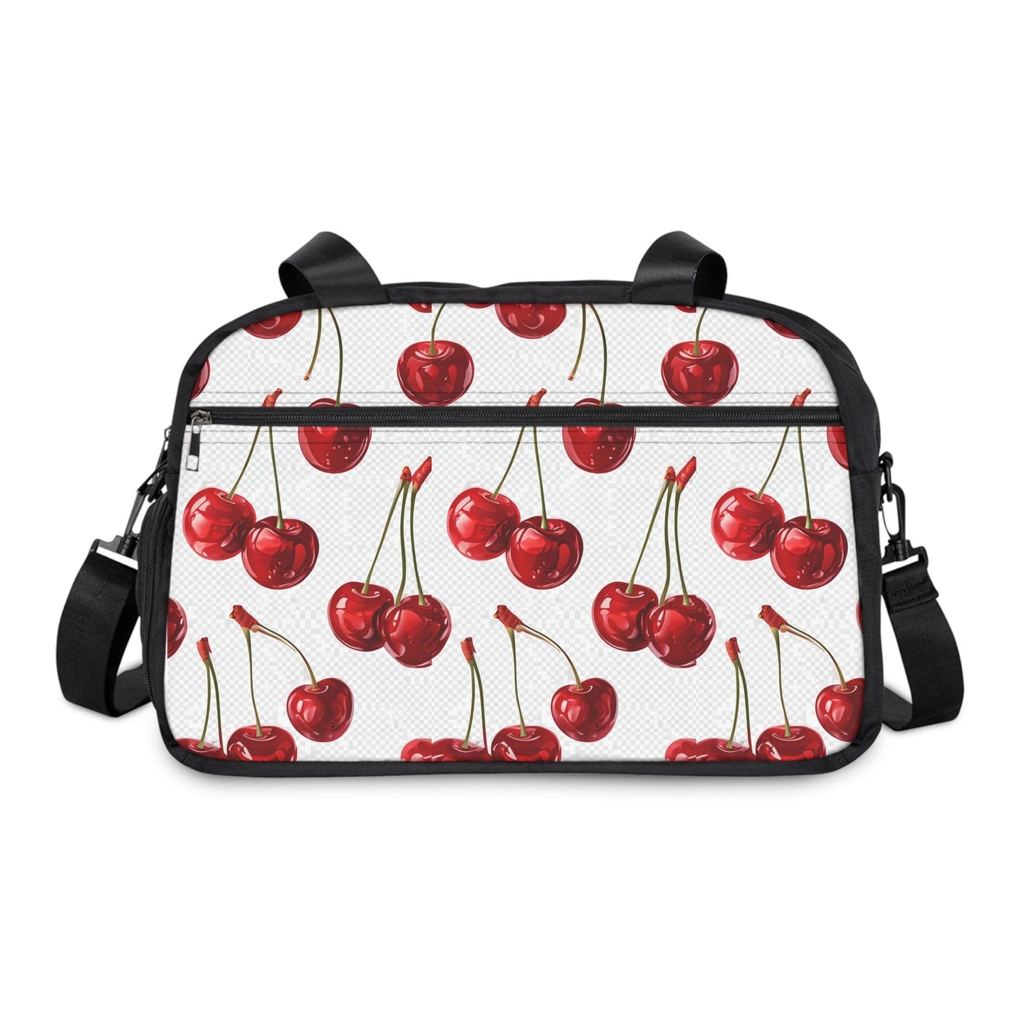 Sweet & Stylish Womens White Cherry Print Fitness Handbag - Country in My Heart