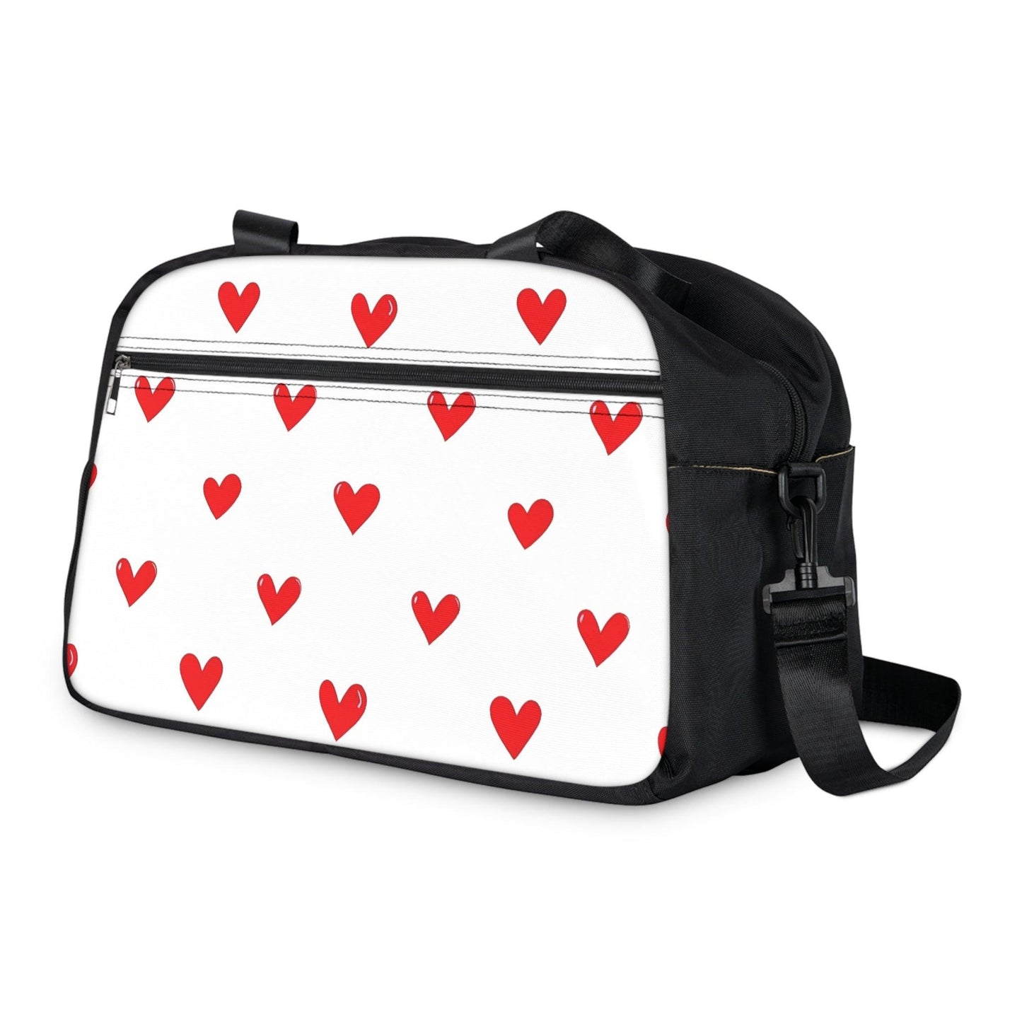 Fall in Love with Fitness Womens White Heart Print Fitness Handbag - Country in My Heart