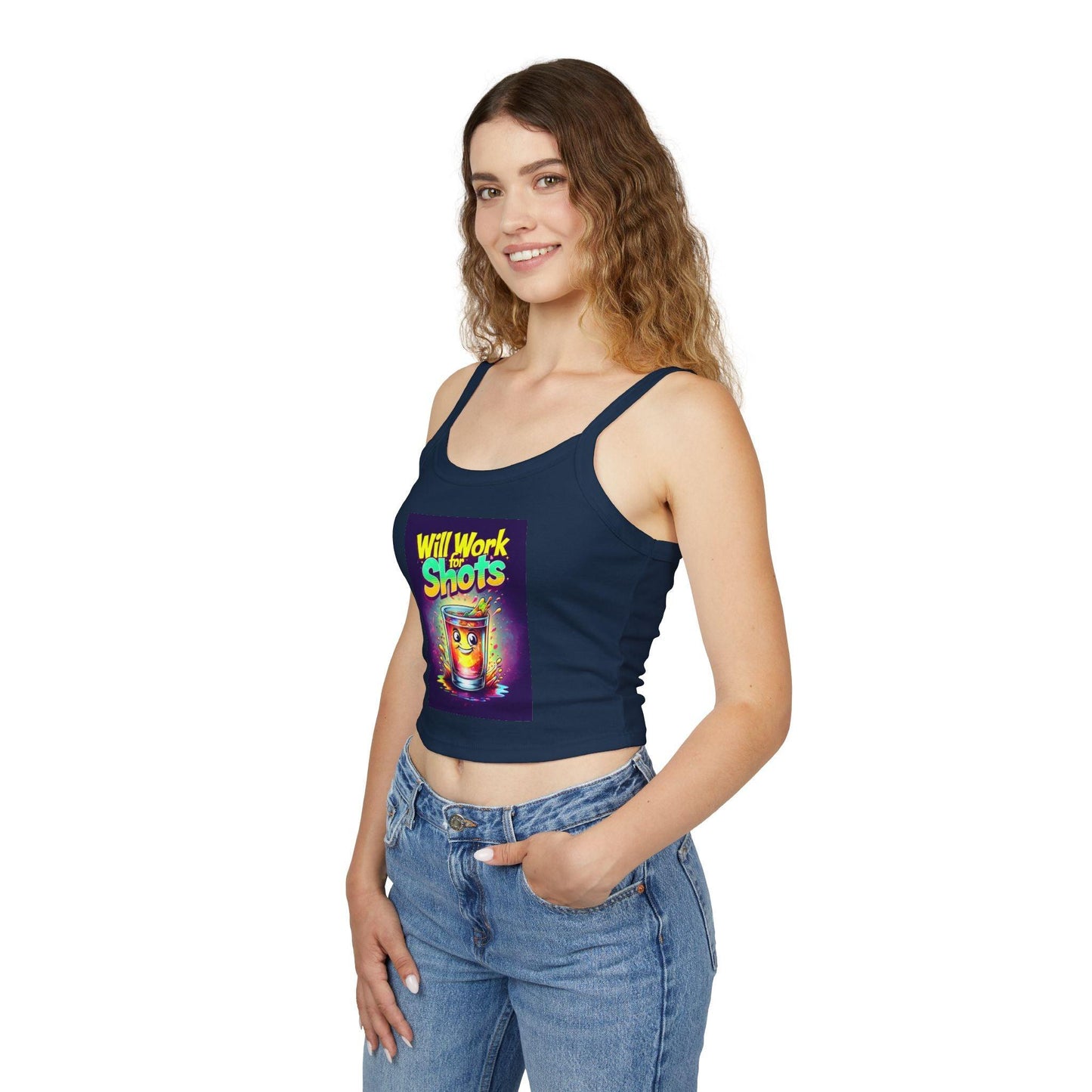 Will Work for Shots Womens Spaghetti Strap Tank Top - Country in My Heart