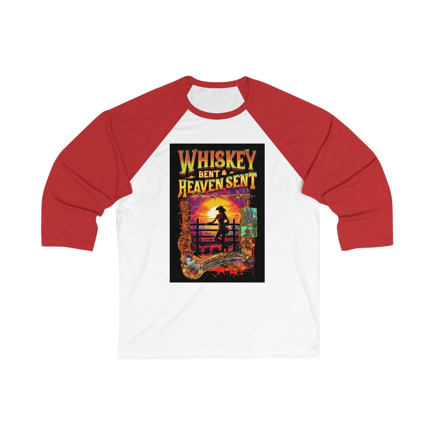 Whiskey Bent and Heaven Sent 3\4 Sleeve Baseball Tee