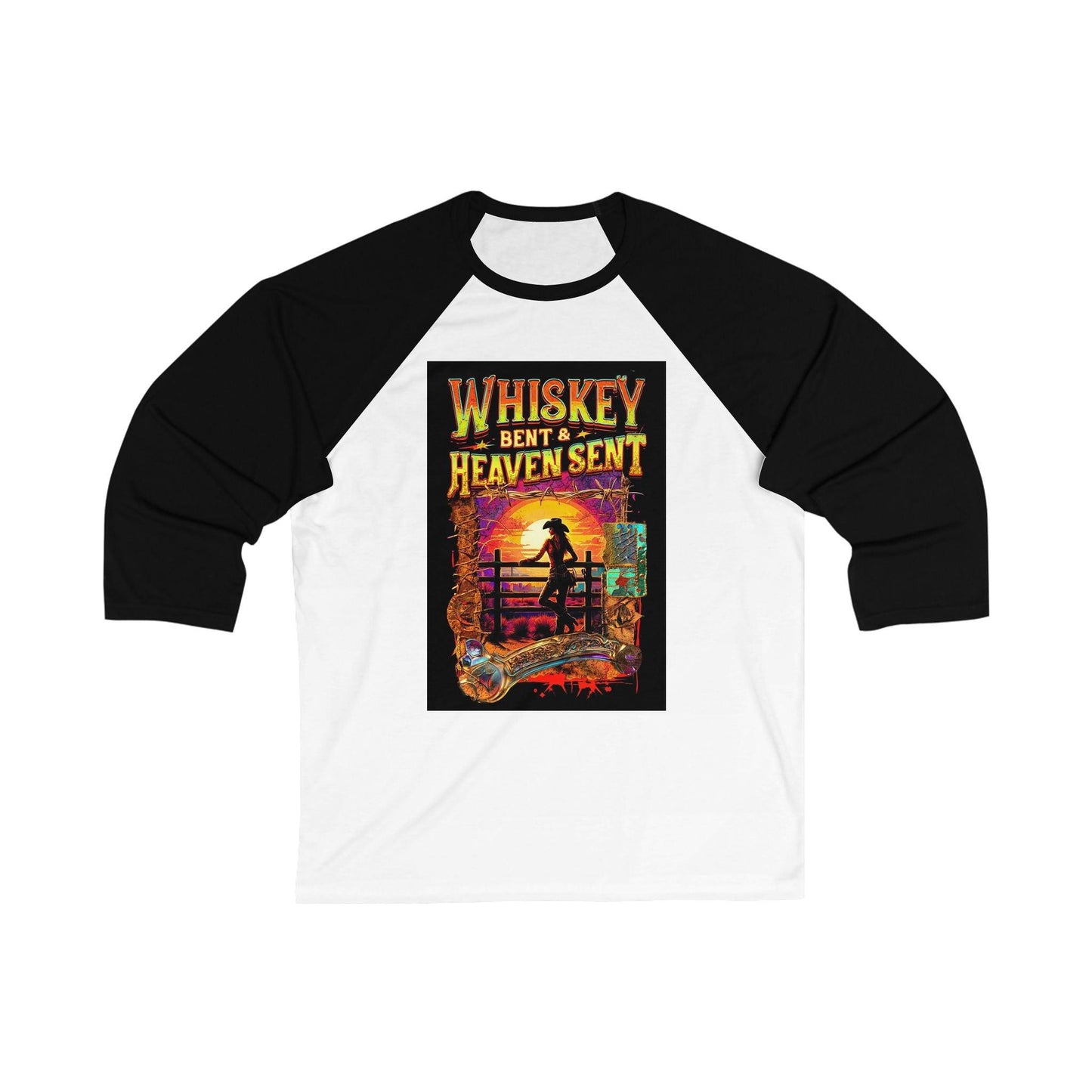 Whiskey Bent and Heaven Sent 3\4 Sleeve Baseball Tee