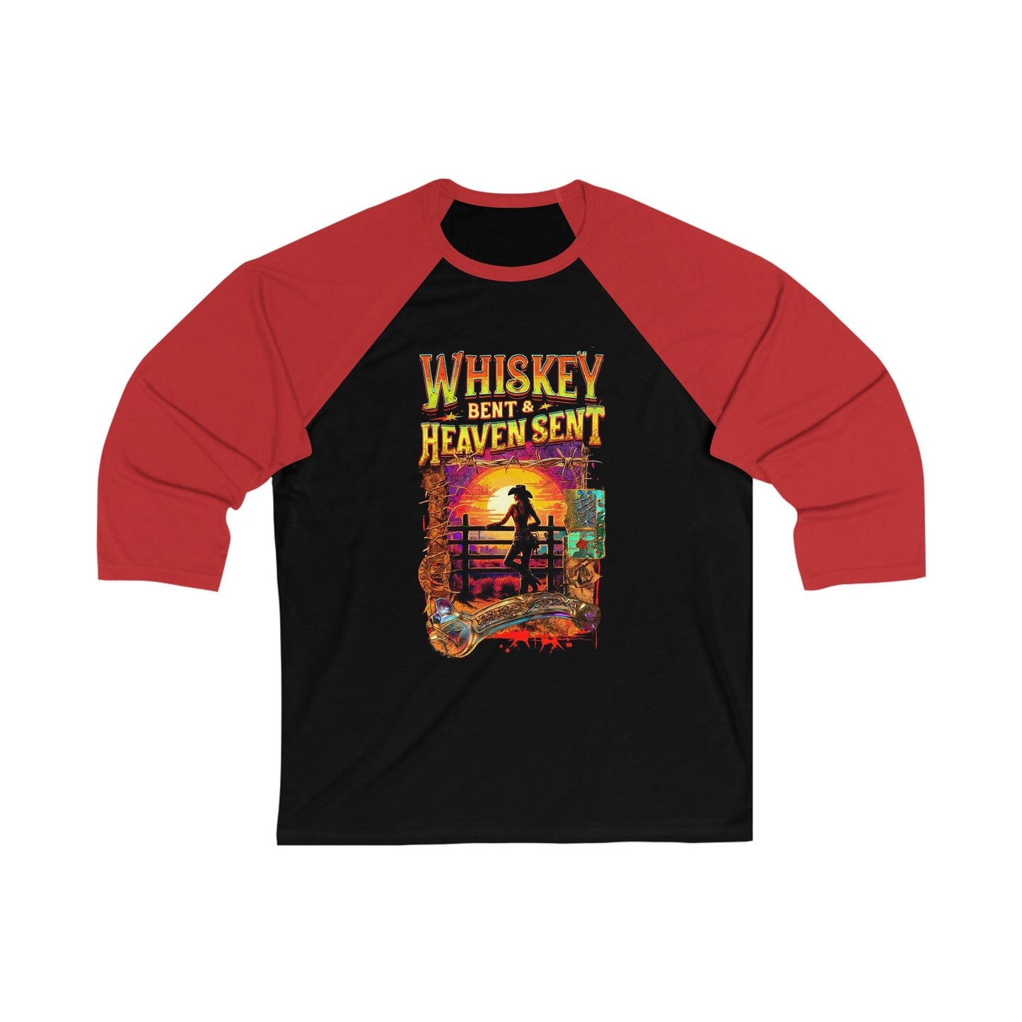 Whiskey Bent and Heaven Sent 3\4 Sleeve Baseball Tee