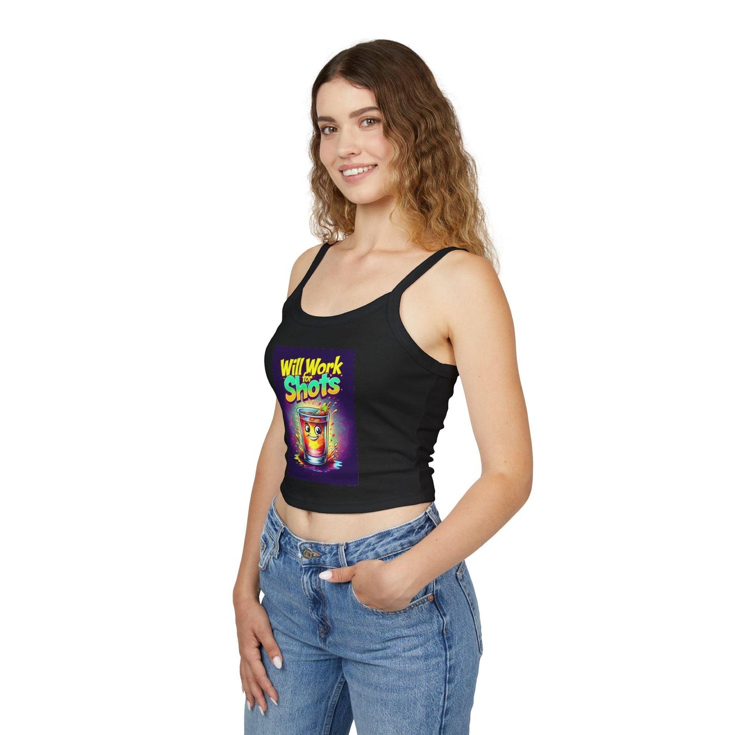 Will Work for Shots Womens Spaghetti Strap Tank Top - Country in My Heart