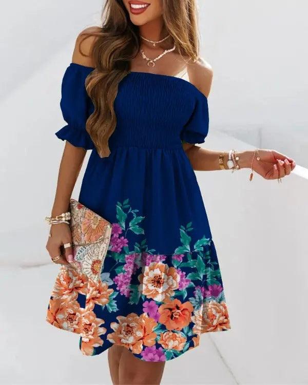 Boho Breeze Off-Shoulder Pleated Dress – Stylish Cowgirl Casual Wear - Country in My Heart