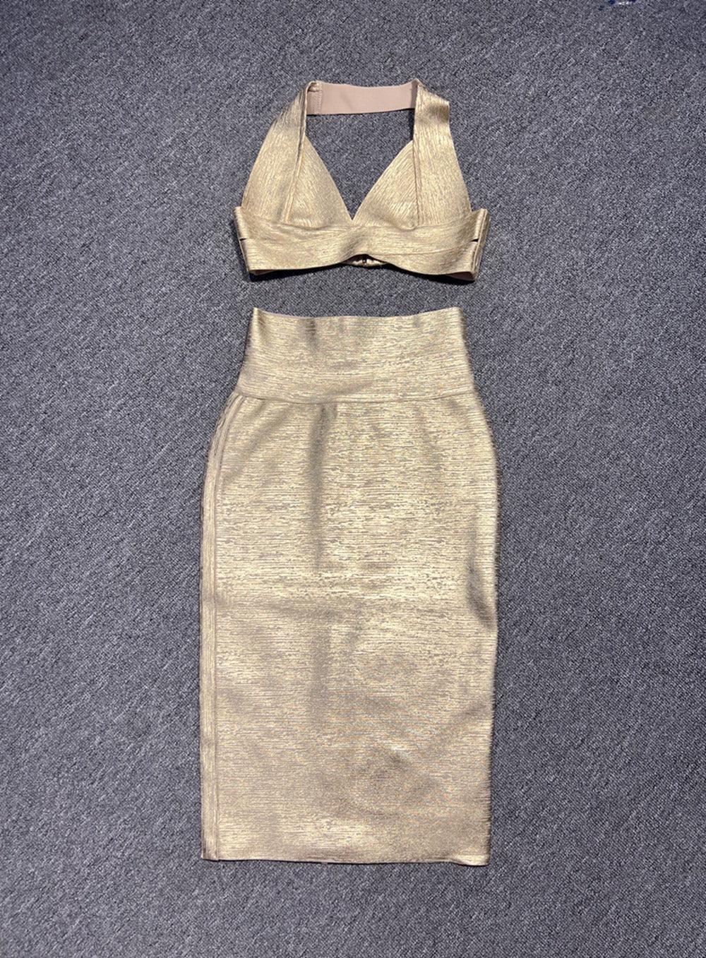 Sultry Backless Bandage Set | Sexy Deep V-neck Top & Skirt Set - Country in My Heart