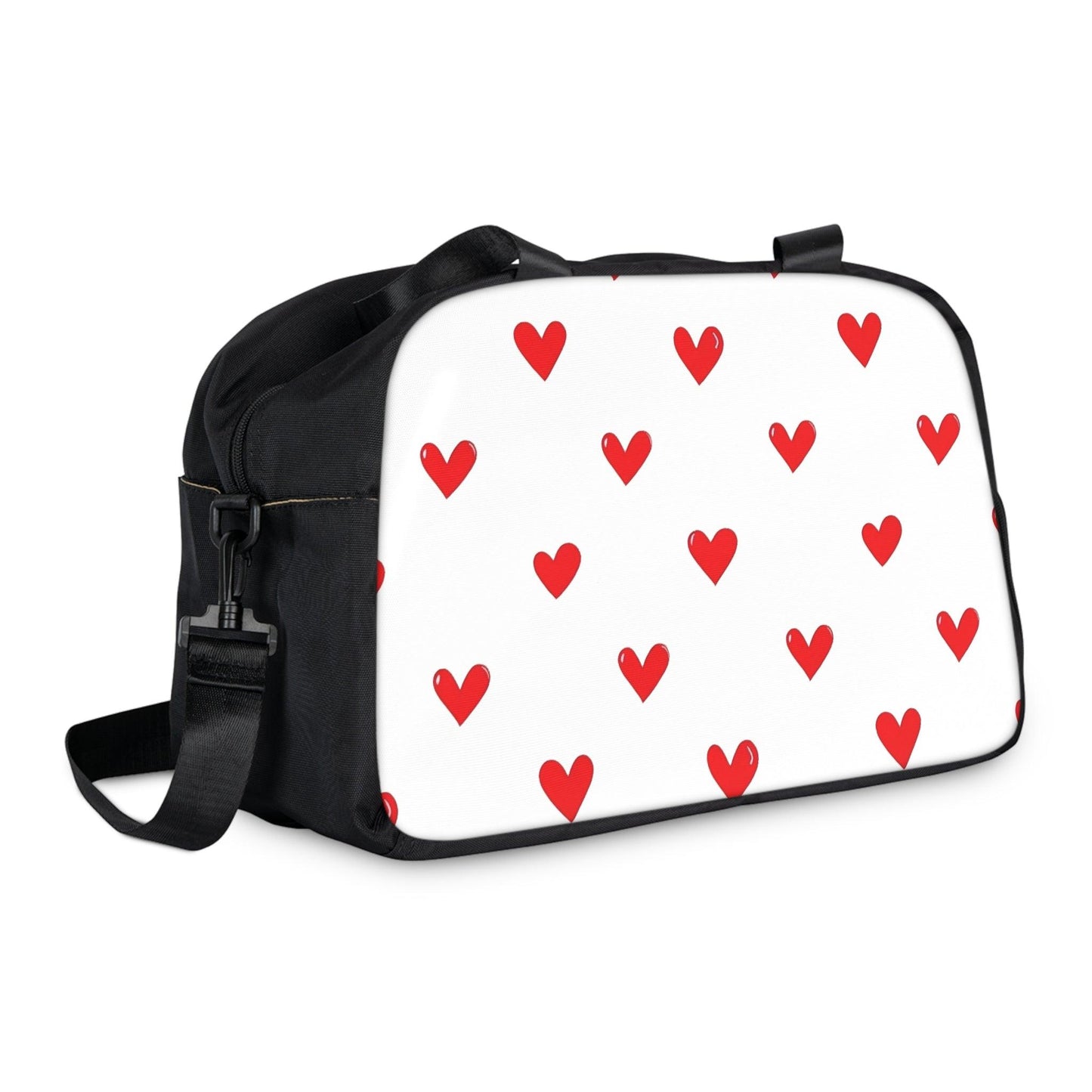 Fall in Love with Fitness Womens White Heart Print Fitness Handbag - Country in My Heart