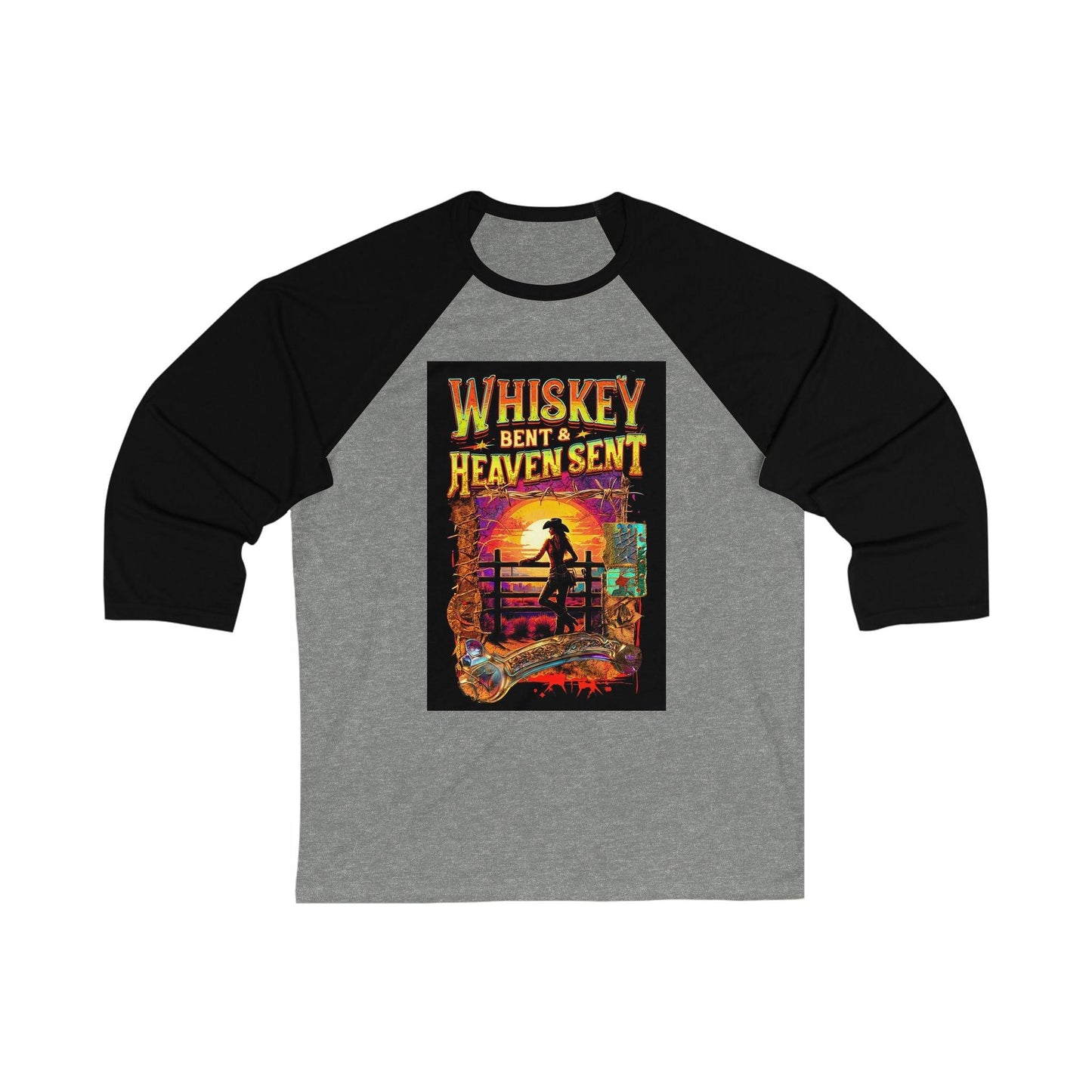 Whiskey Bent and Heaven Sent 3\4 Sleeve Baseball Tee