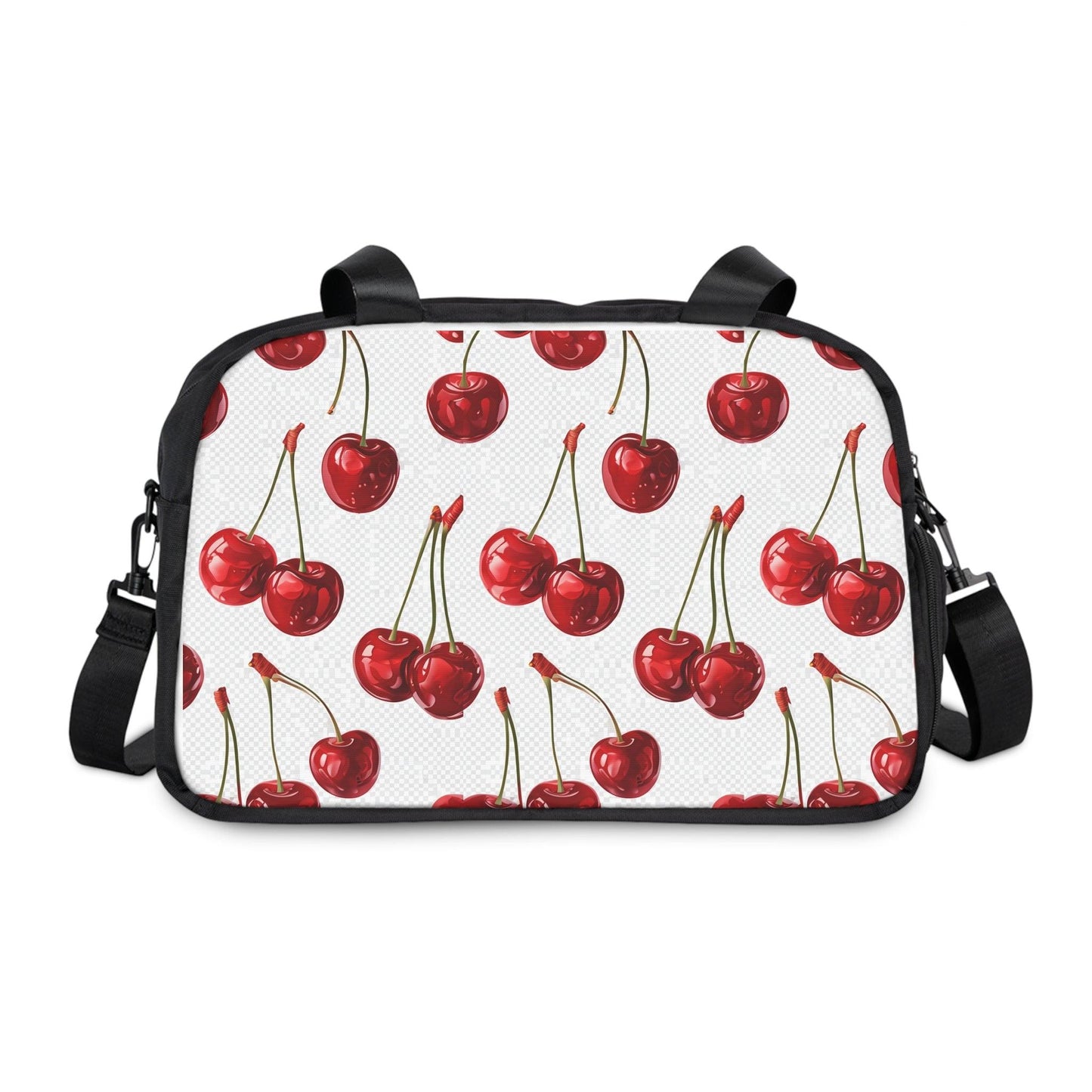 Sweet & Stylish Womens White Cherry Print Fitness Handbag - Country in My Heart