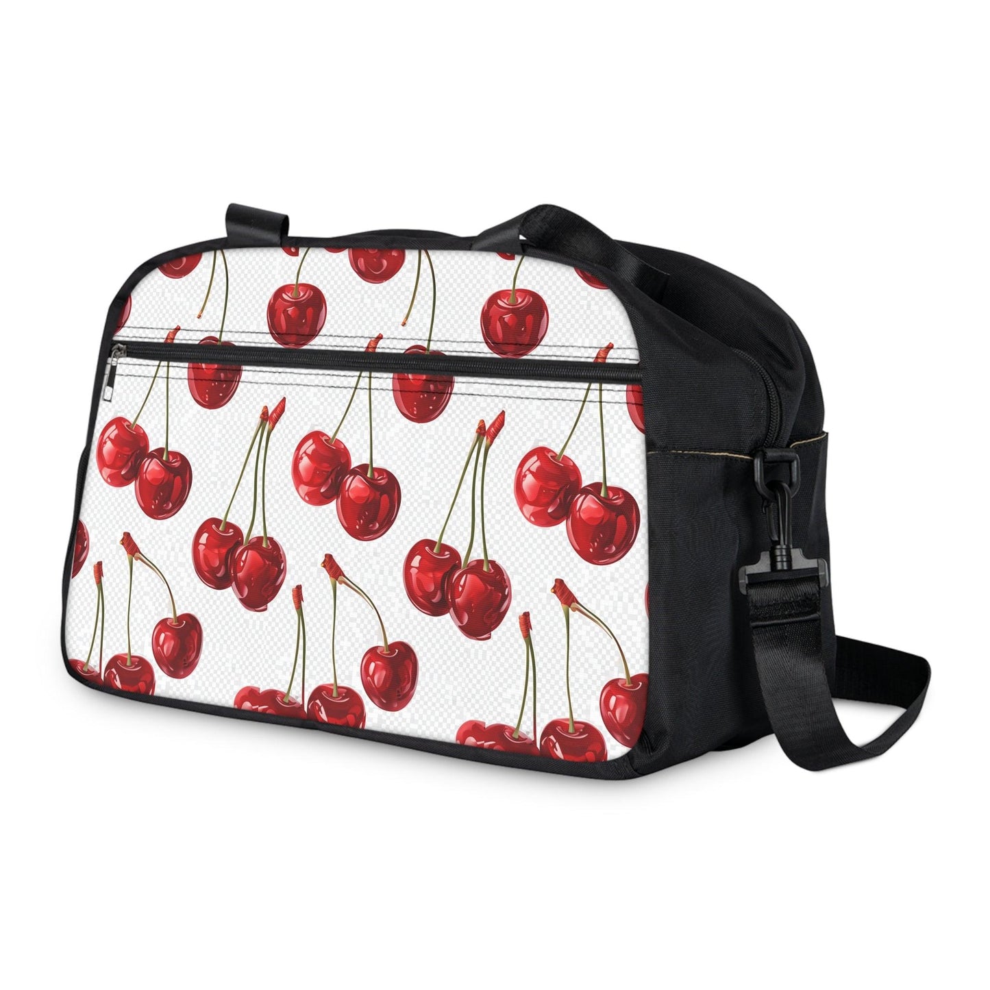Sweet & Stylish Womens White Cherry Print Fitness Handbag - Country in My Heart