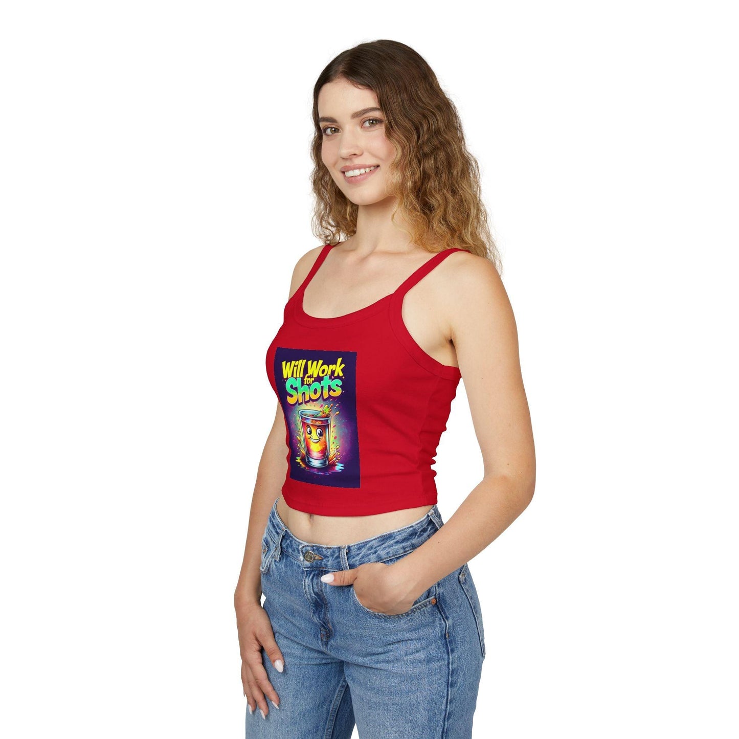 Will Work for Shots Womens Spaghetti Strap Tank Top - Country in My Heart