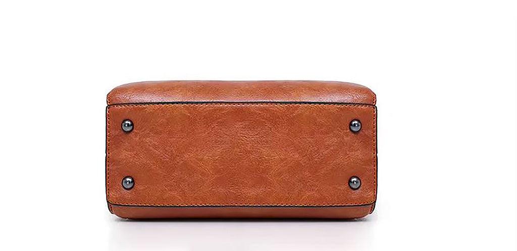 Vintage Leather 4-Piece Messenger Bag Set | Luxury Leather Tote, Clutch & Wallet Set - Country in My Heart