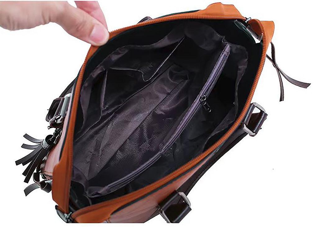Vintage Leather 4-Piece Messenger Bag Set | Luxury Leather Tote, Clutch & Wallet Set - Country in My Heart