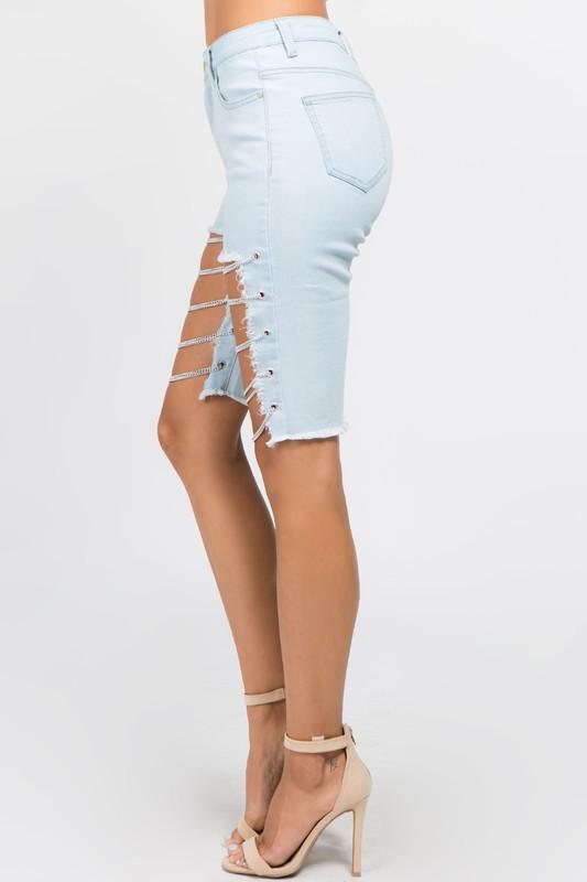 Cutoff Bermuda Shorts with Chains | Country Girl Denim Shorts for Summer & Spring - Country in My Heart
