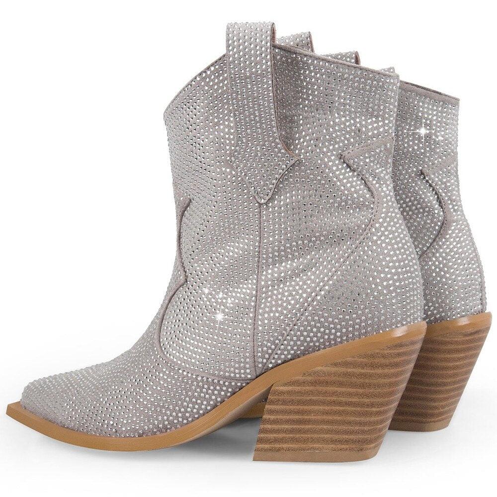 Women’s Rhinestone Encrusted Bootie Style Cowboy Boots - Country in My Heart