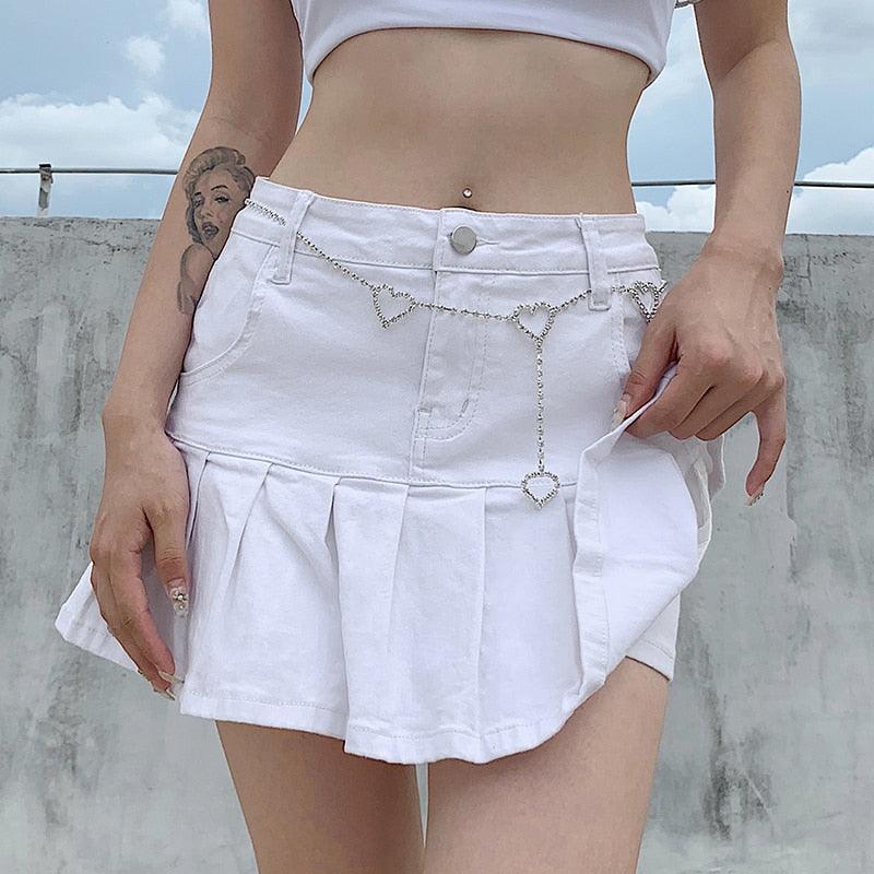 High-Waisted Pleated Jean Skirt for Country Girls and Bartenders - Country in My Heart