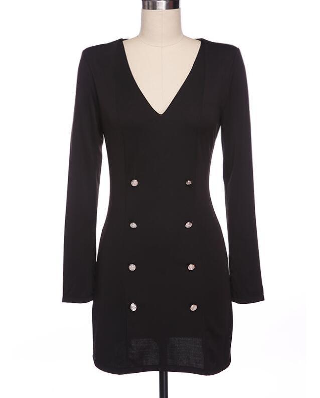 Sophisticated Black Gold Button Dress - Country in My Heart