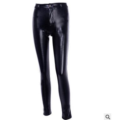 "RockRider High-Waist Leather Pants – Sexy Shiny Black Simulated Leather, Edgy Rock & Roll Style" - Country in My Heart