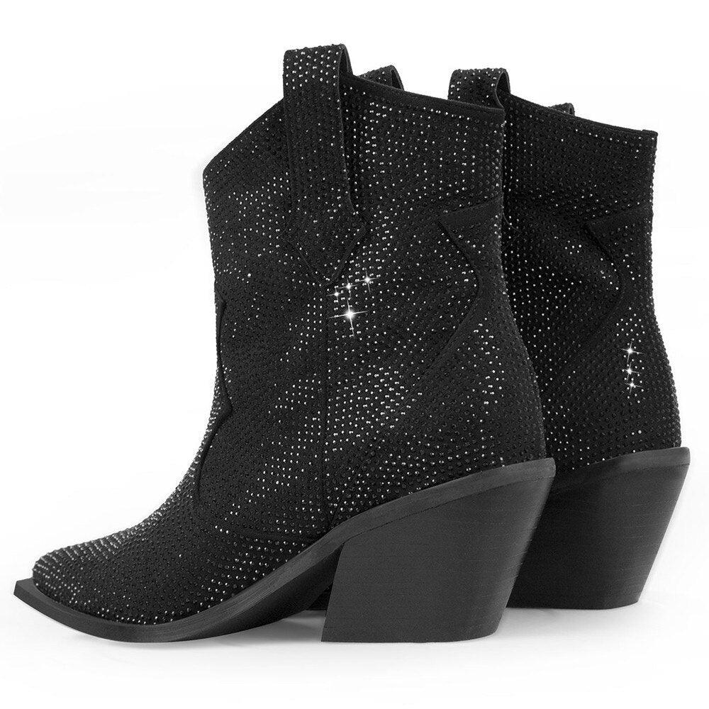 Women’s Rhinestone Encrusted Bootie Style Cowboy Boots - Country in My Heart