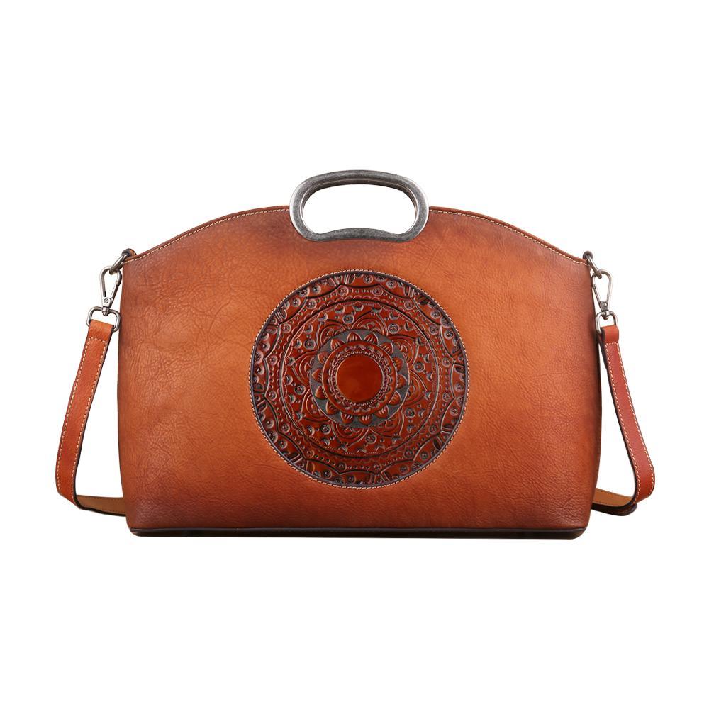 Rustic Mandala Leather Tote Bag - Country in My Heart