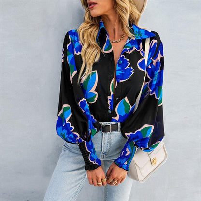 Boho Printed Lantern Sleeve Top – Relaxed Fit Casual Shirt for Country Girls - Country in My Heart