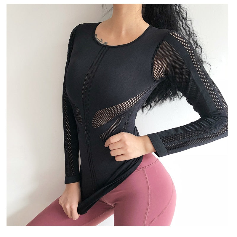 Sculpted Mesh Effect Yoga Shirt