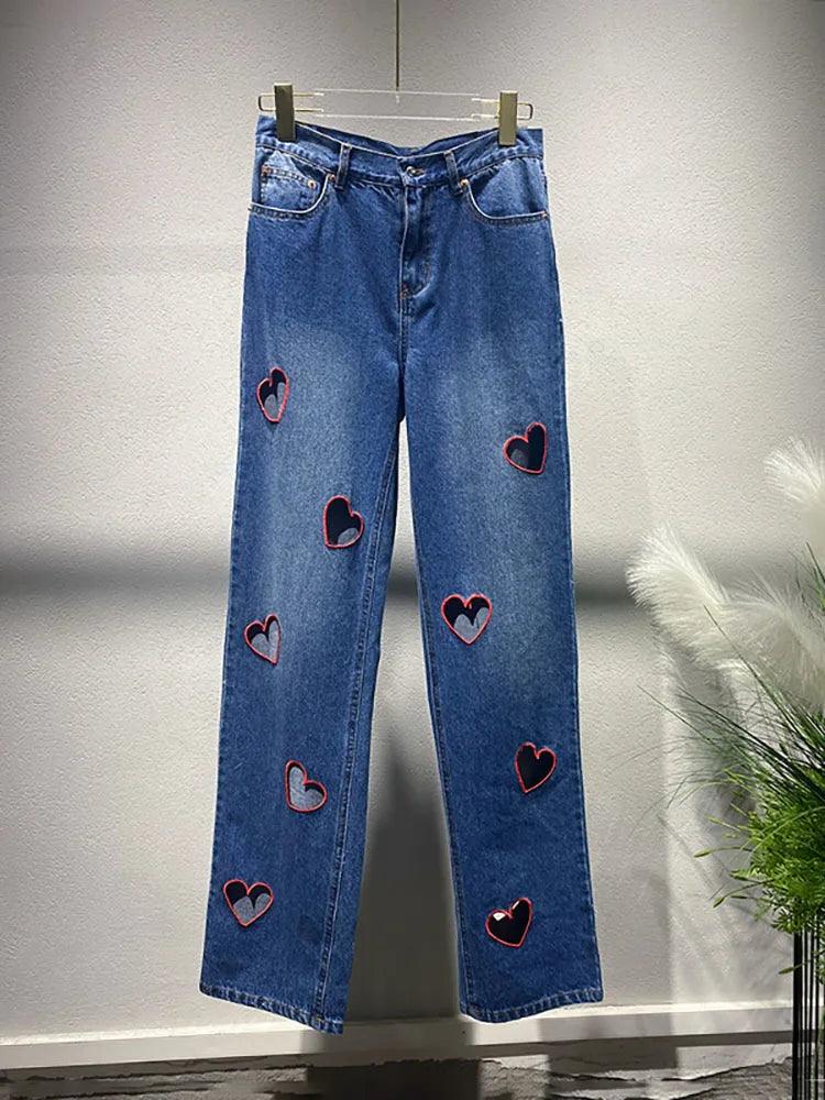 Heart Cutout Wide Leg Jeans | Romantic Wear for Women - Country in My Heart