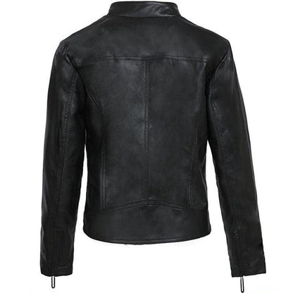 Black Leather Motorcycle Jacket | Stylish and Warm for Bikers & Nightlife - Country in My Heart