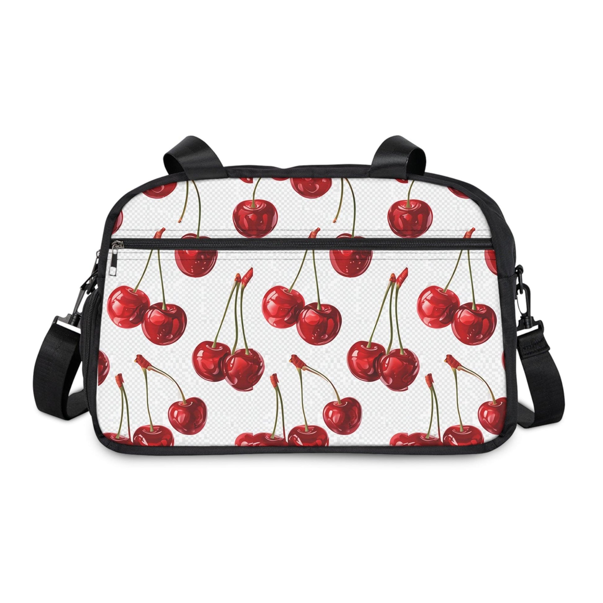 Sweet & Stylish Womens White Cherry Print Fitness Handbag - Country in My Heart