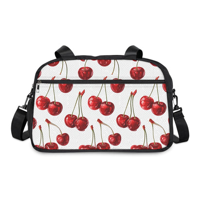 Sweet & Stylish Womens White Cherry Print Fitness Handbag - Country in My Heart