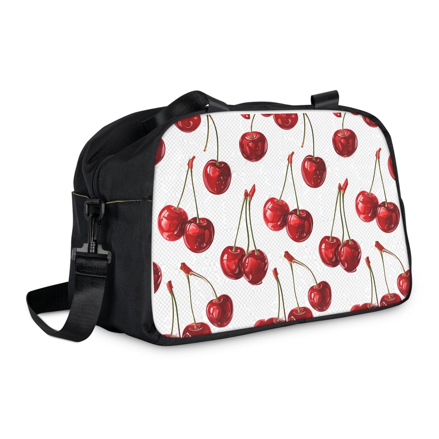 Sweet & Stylish Womens White Cherry Print Fitness Handbag - Country in My Heart