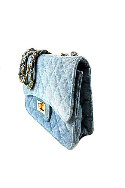 Denim Blue Patent Turn-Lock Handbag - Country in My Heart