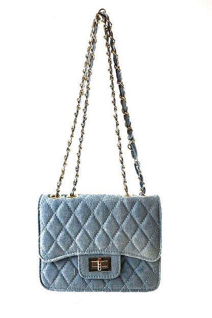 Denim Blue Patent Turn-Lock Handbag - Country in My Heart