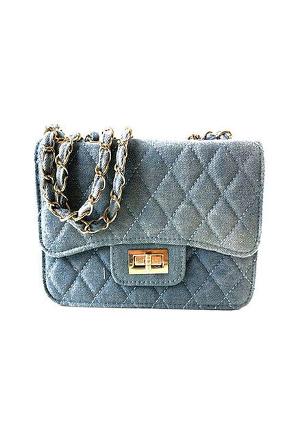 Denim Blue Patent Turn-Lock Handbag - Country in My Heart