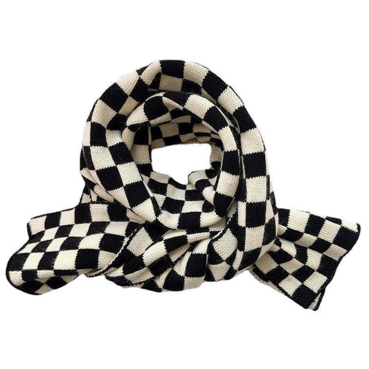 Cowgirl Chic Checkerboard Knitted Scarf – Stylish Winter Accessory for Cowgirls - Country in My Heart