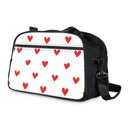Fall in Love with Fitness Womens White Heart Print Fitness Handbag - Country in My Heart