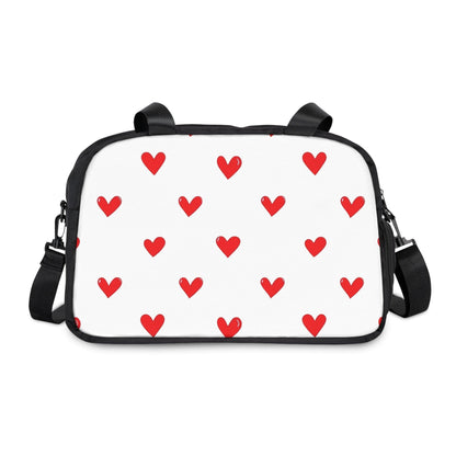 Fall in Love with Fitness Womens White Heart Print Fitness Handbag - Country in My Heart