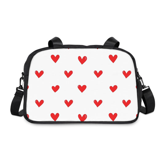 Fall in Love with Fitness Womens White Heart Print Fitness Handbag - Country in My Heart