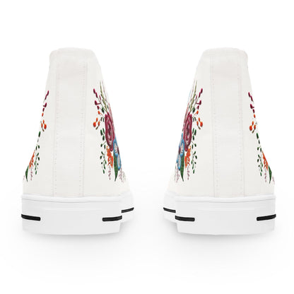 Womens White High Top Sneakers with Vibrant Wildflower Design - Country in My Heart