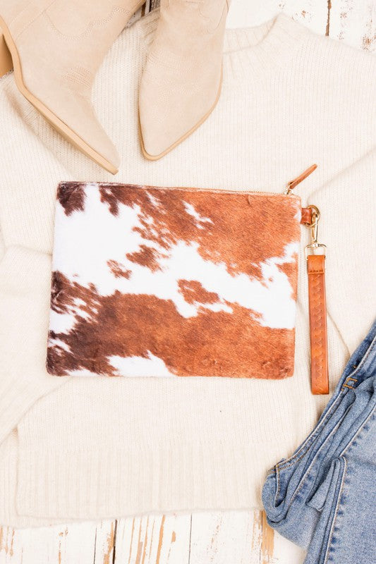 Cowhide Print Clutch-2