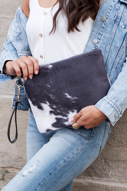 Cowhide Print Clutch-4