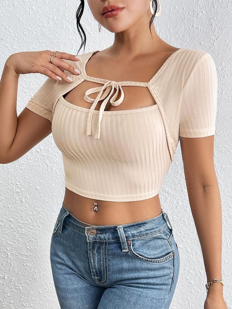 Silky Textured Crop Top – Chic Asymmetrical Collar Top for Casual & Formal Wear - Country in My Heart