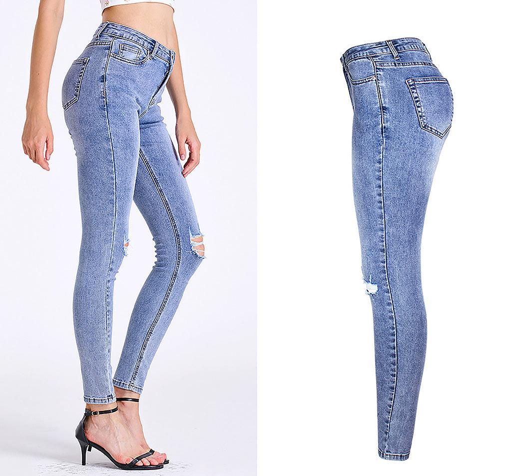 Essential Ripped Skinny Jeans – Stretch Slim Fit, Stone Wash Blue Denim, Street Style - Country in My Heart