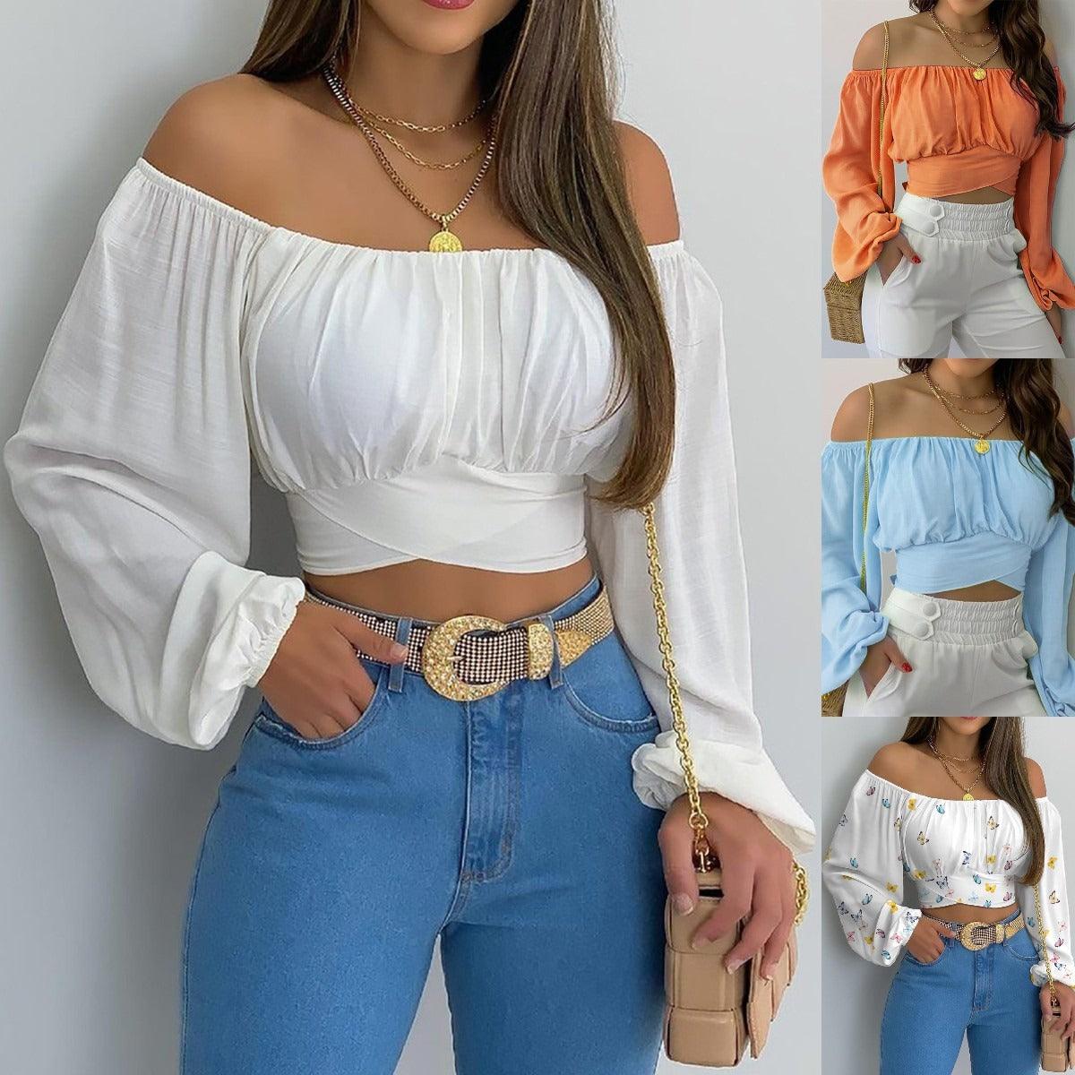 Off Shoulder Cross Tie Long Sleeve Top | Sexy & Trendy Cowgirl Look - Country in My Heart