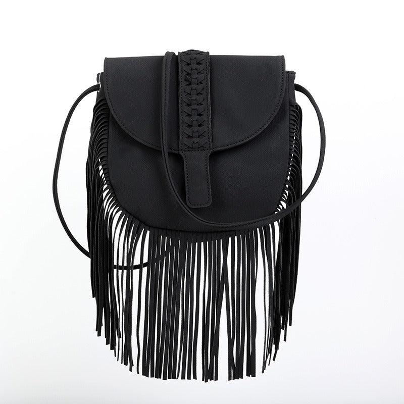 Dakota Tasseled Boho Leather Bag - Trendy Large Tassel Shoulder Bag - Country in My Heart