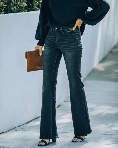 High Waist Black Flare Jeans - Country in My Heart