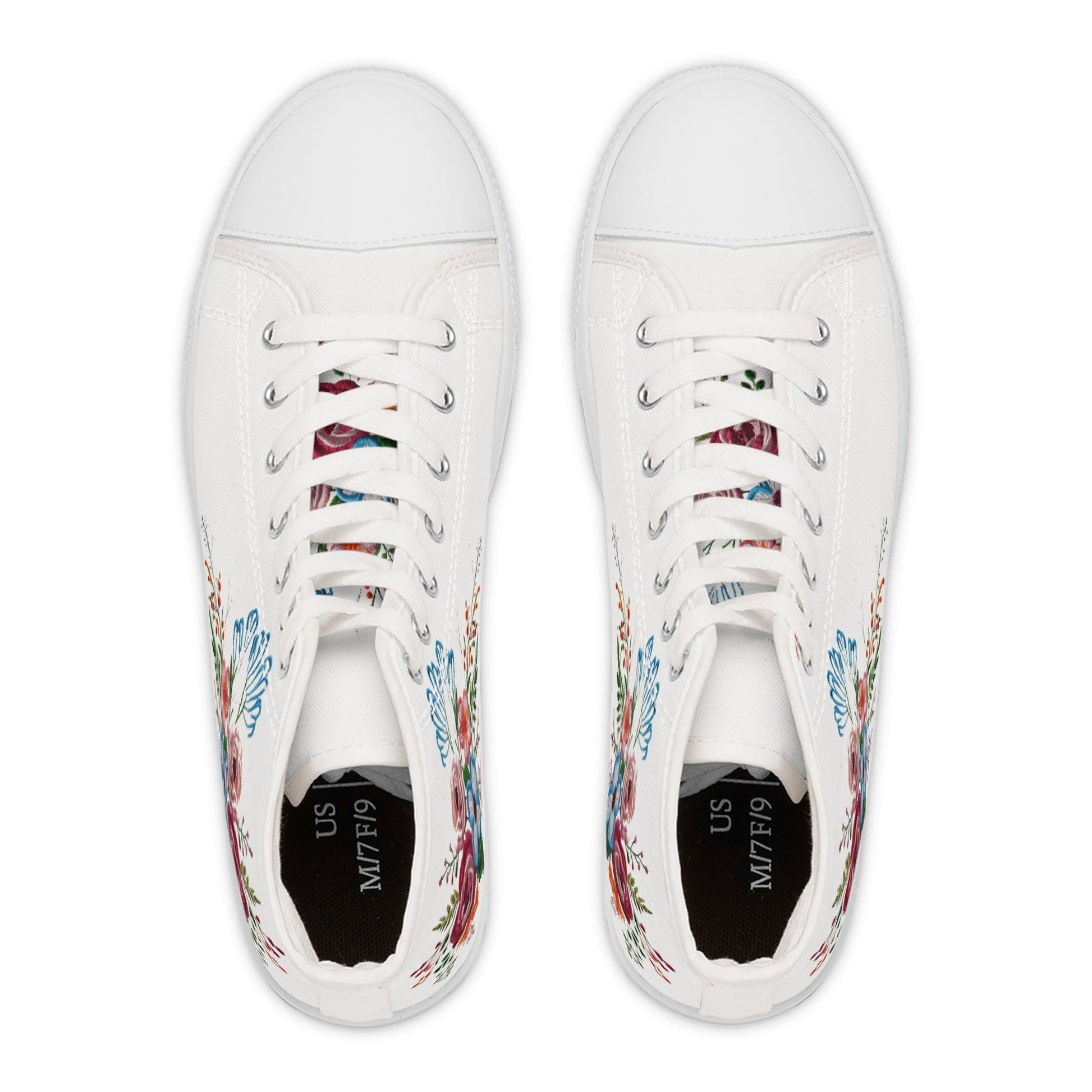 Womens White High Top Sneakers with Vibrant Wildflower Design - Country in My Heart