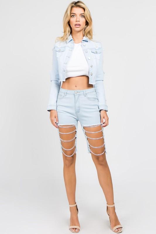 Cutoff Bermuda Shorts with Chains | Country Girl Denim Shorts for Summer & Spring - Country in My Heart