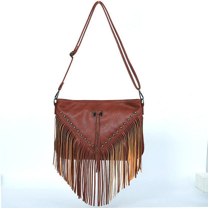 Trendy Riveted Tassel Shoulder Bag – Stylish and Practical Handbag with Tassels and Rivets - Country in My Heart