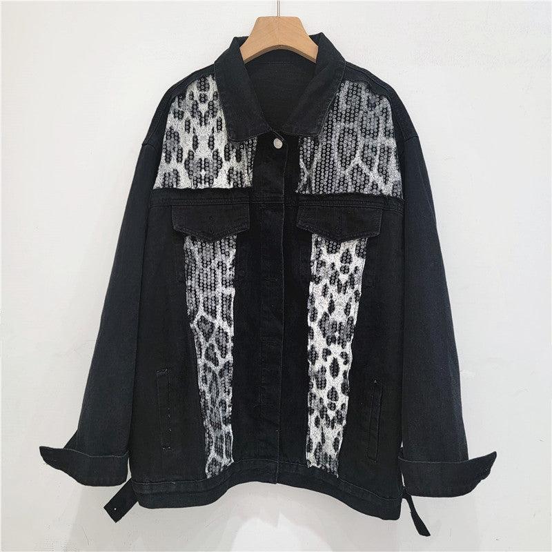 Wild Leopard Denim Jacket Top – Stylish Cowgirl Fashion with Leopard Print and Sequins - Country in My Heart